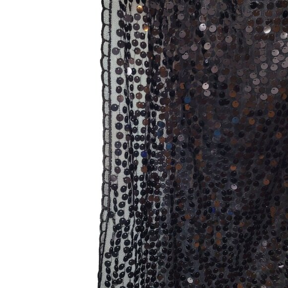Black Sequin Scarf With Sheer Fabric Lightweight Elegant Design 21" Wide x 35.5" - Picture 15 of 16